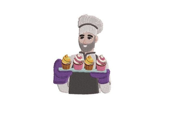 Baker Holding a Tray of Cupcakes Design Review